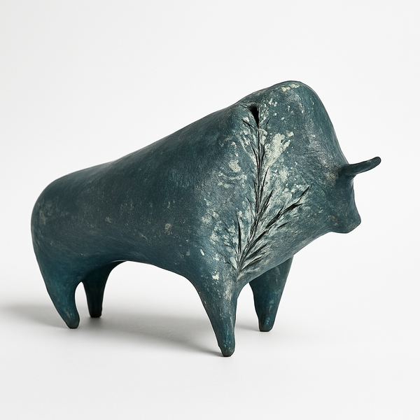 The Silent Forest Bull Papier-Mâché Statue Sculpture