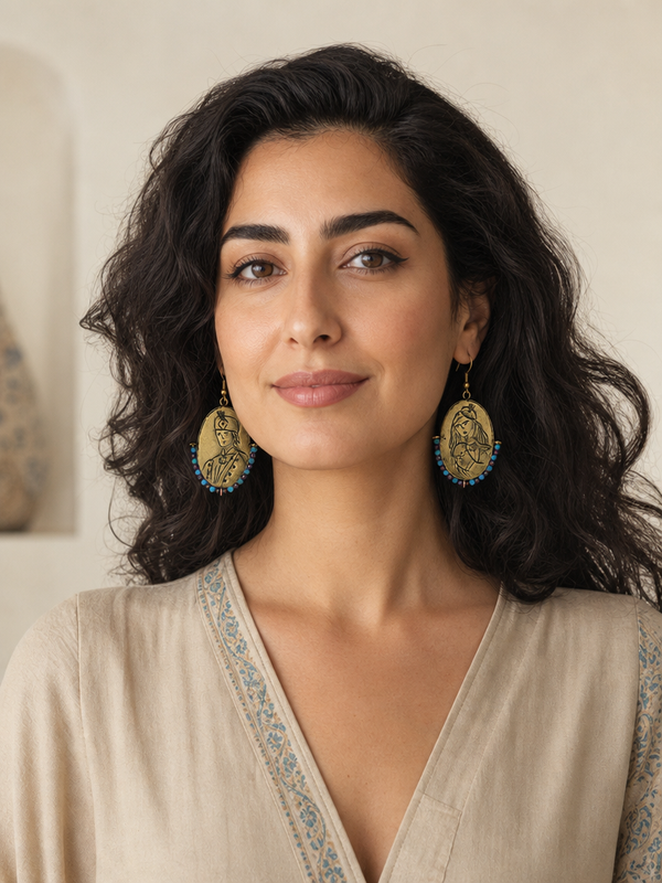 Persian Miniature Brass Earrings