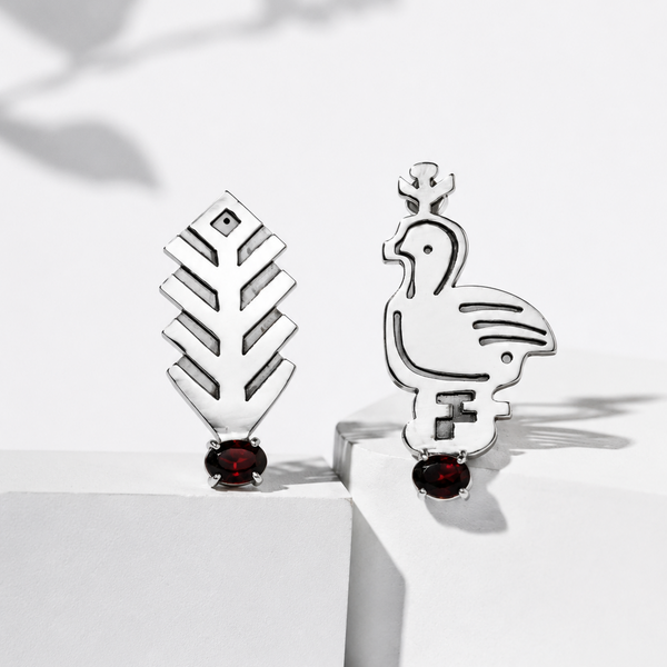 Wing & Root Silver Earrings