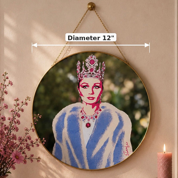 Shahbanoo Farah Diba Round Wall Mirror — dimensions: Diameter 12"