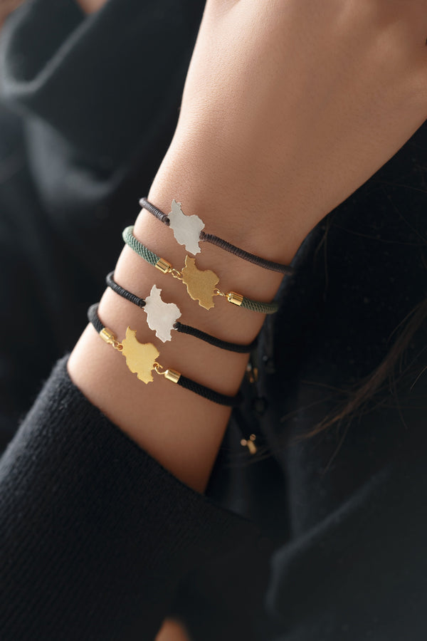 Unisex Iran Map Silver Bracelet