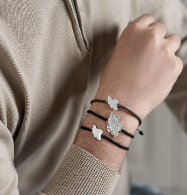 Unisex Iran Map Silver Bracelet