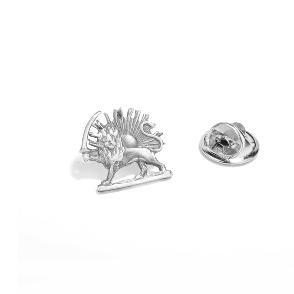 Lion & Sun Small Silver Pin