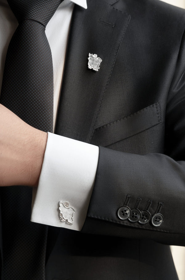 Unisex Iran Map Silver Pin Brooch