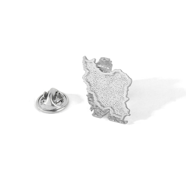 Unisex Iran Map Silver Pin Brooch