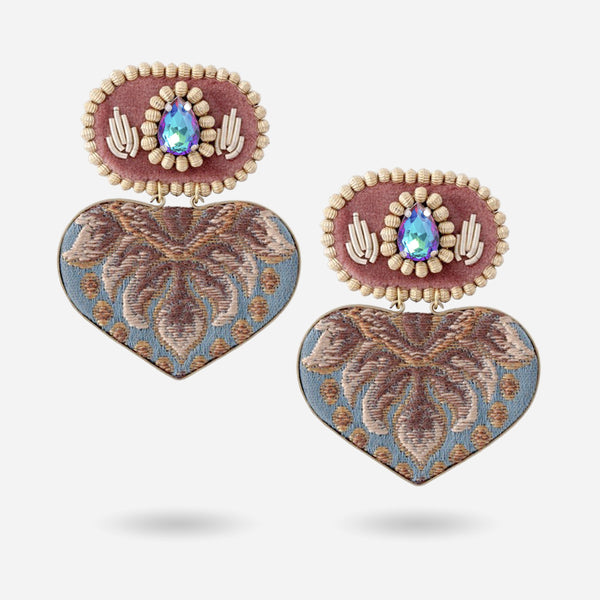 Royal Blue & Light Pink Hearts Earrings