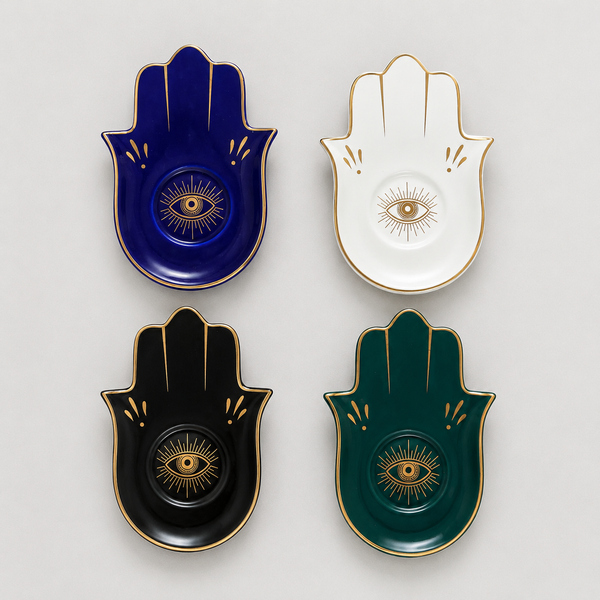 Hamsa Hand Jewelry Dish with Gold Touches