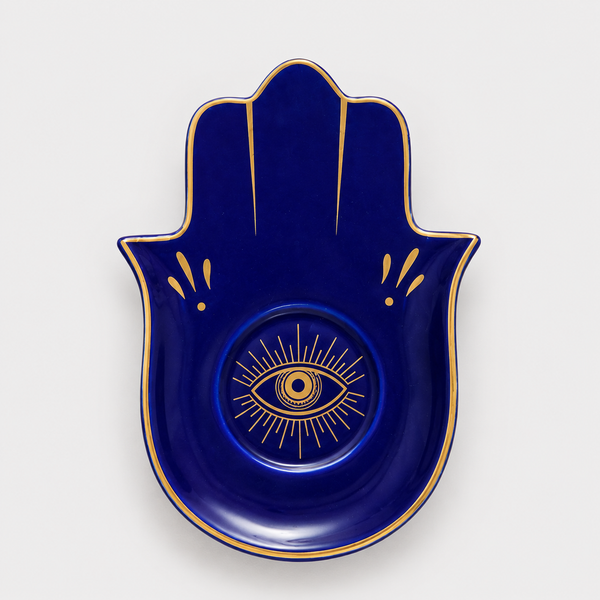 Hamsa Hand Jewelry Dish with Gold Touches