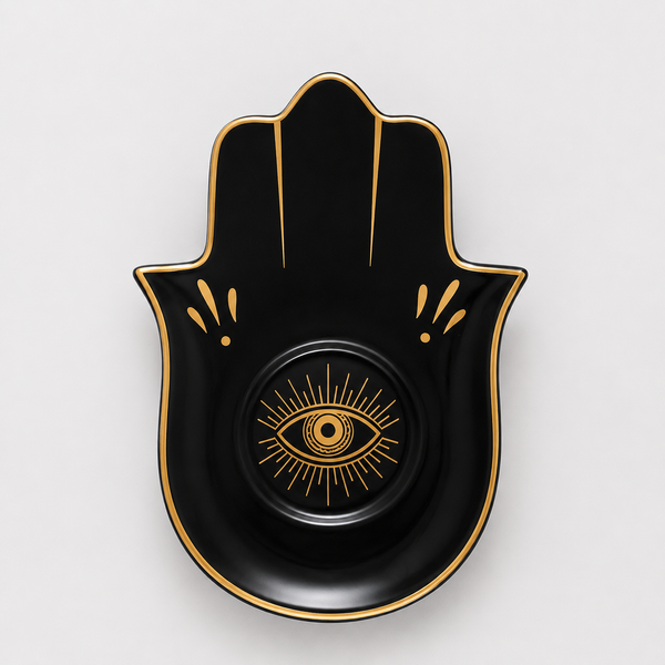 Hamsa Hand Jewelry Dish with Gold Touches