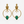 Large Crown Brass Earrings with Green Stone & Pearls