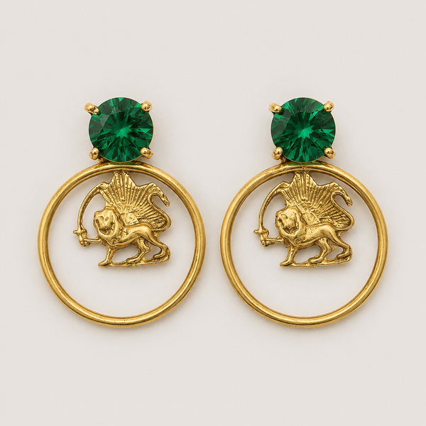Circle Shirokhorshid Brass Earrings with Gems