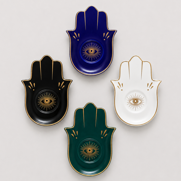 Hamsa Hand Jewelry Dish with Gold Touches