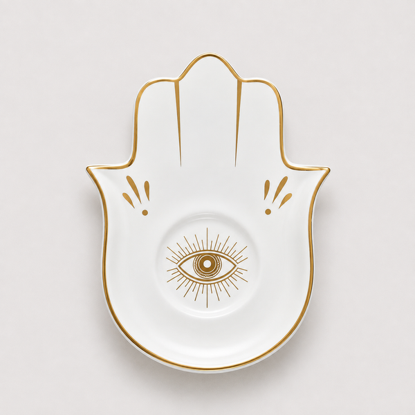Hamsa Hand Jewelry Dish with Gold Touches