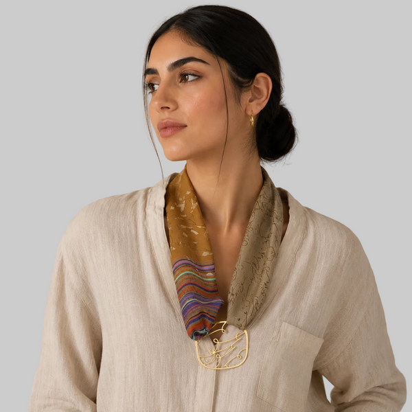 Amour/Eshgh Square Brass & Silk Necklace