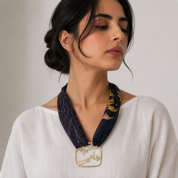 Raha Square Brass & Silk Necklace