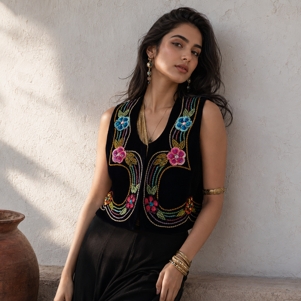Flower Garden Hand Beaded Vest