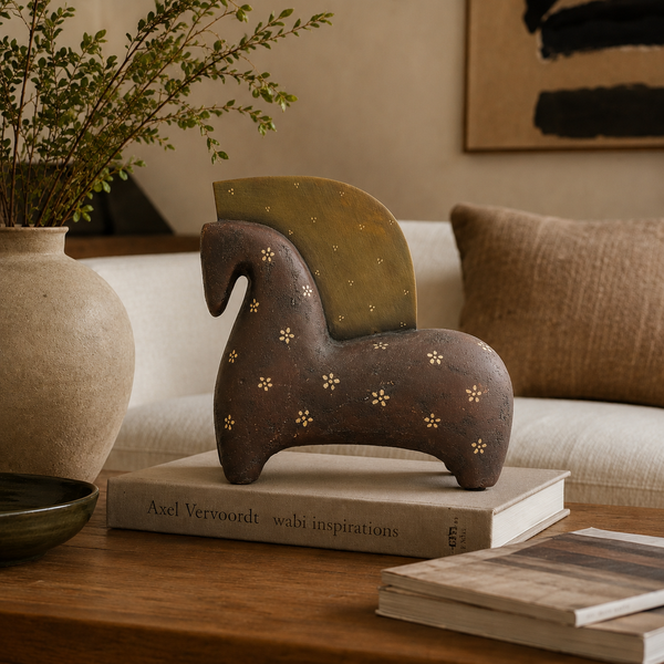 Rakhsh Decorative Horse Sculpture with Gold Touches