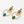 Large Crown Brass Earrings with Green Stone & Pearls