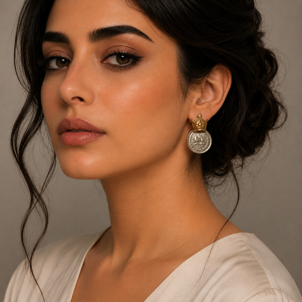 Crown with Pahlavi Coin Earrings