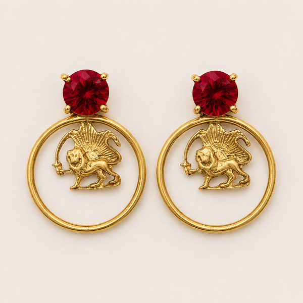 Circle Shirokhorshid Brass Earrings with Gems