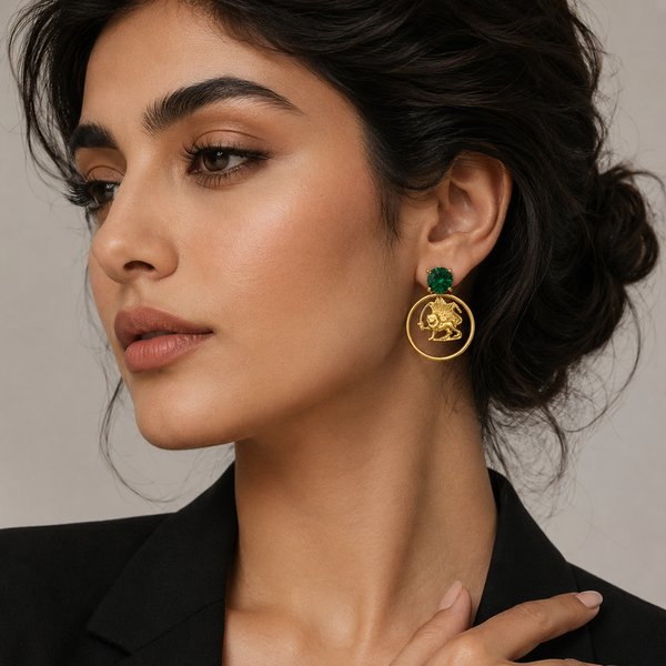Circle Shirokhorshid Brass Earrings with Gems