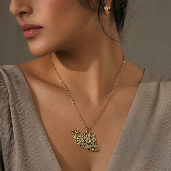 Ava Iran 22K Gold-Plated Khatam Necklace