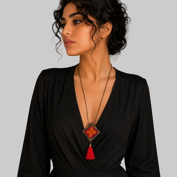 Handmade Balouchi Necklace with Red Tassel