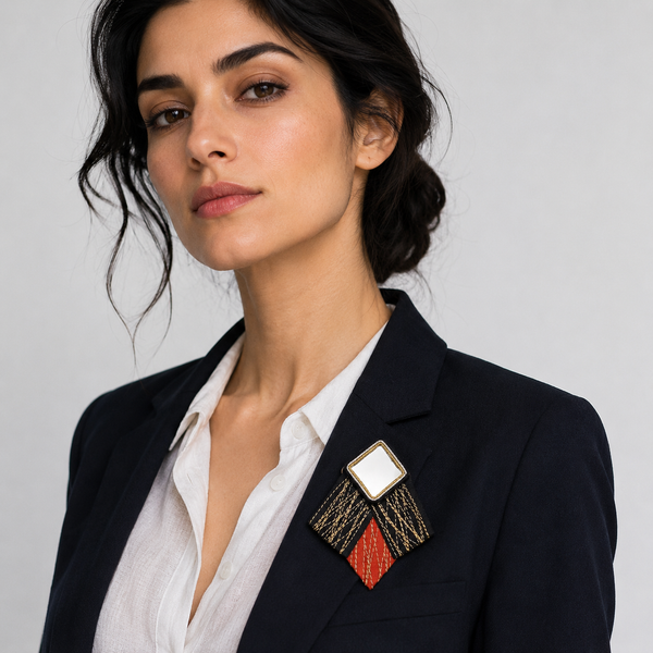 Diamond Jet Masouleh Brooch