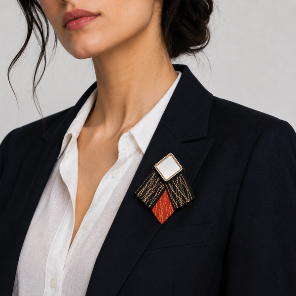 Diamond Jet Masouleh Brooch