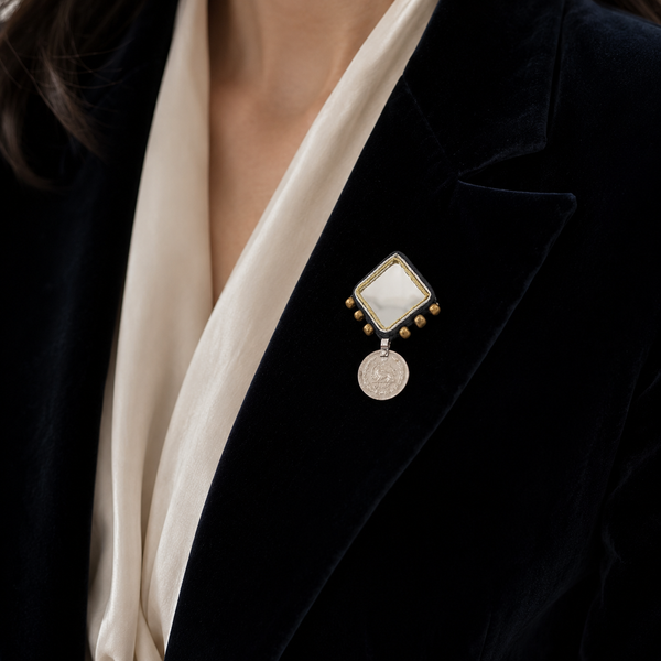 Diamond Brooch with Pahlavi Coin