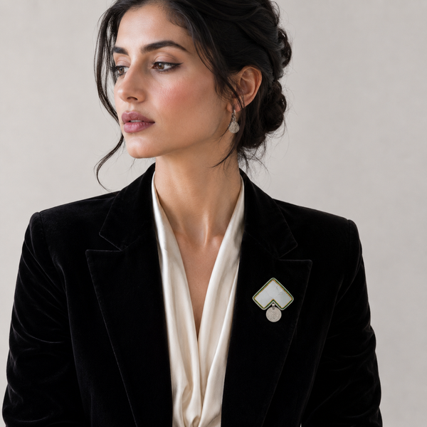 Jet Mirror Brooch
