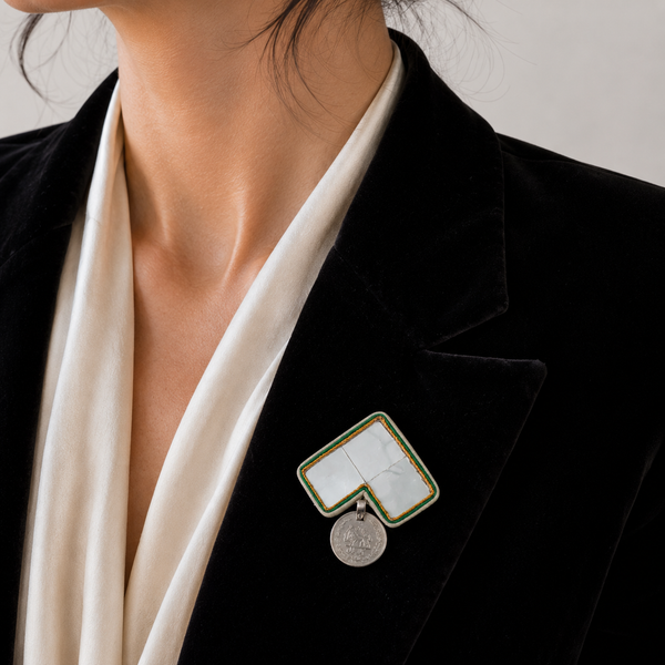 Jet Mirror Brooch