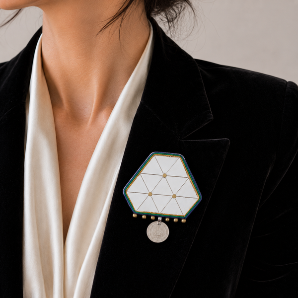 Hexagon Mirror Brooch