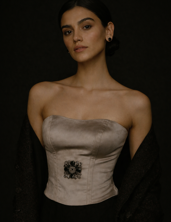 Gray Diba Velvet Corset