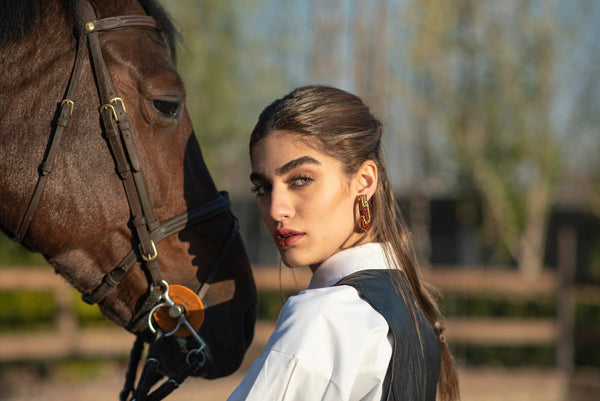 Moon Brass Earring