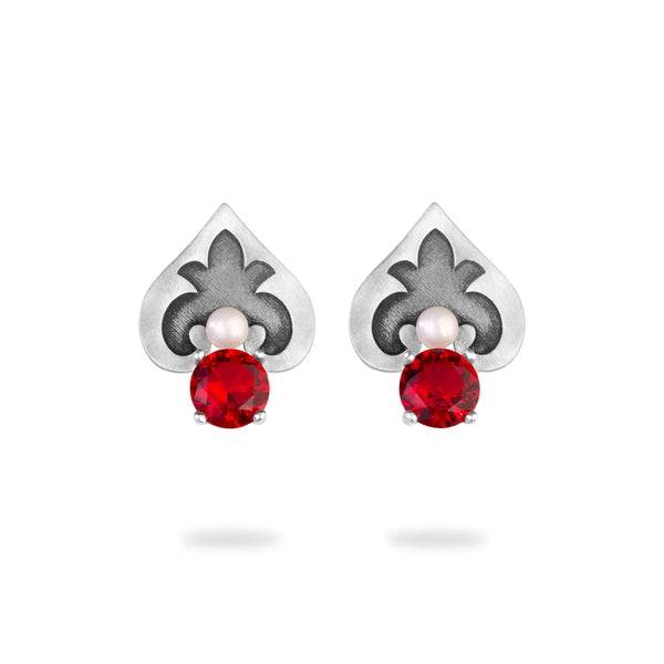 Heart Silver Earring with Pearl