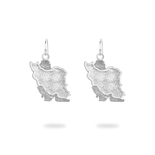 Silver Iran Map Ring, Necklace & Earrings
