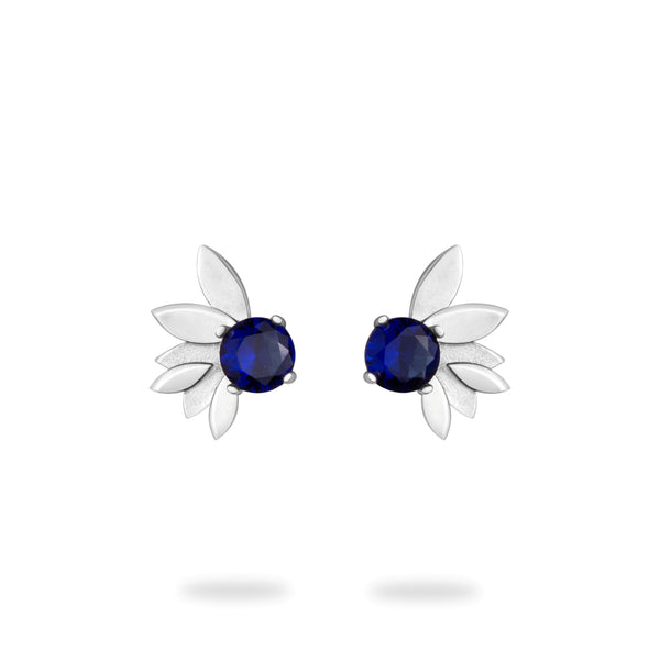 Minimal Leaf Stud Silver Earrings