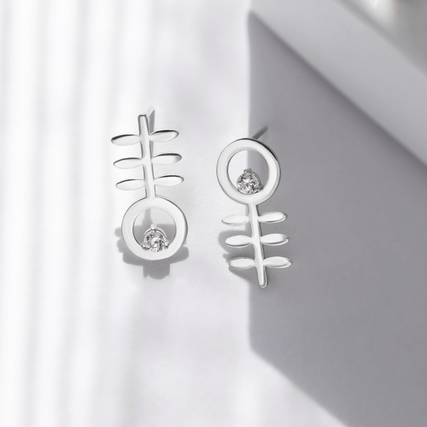 Small Minimal Asymmetrical Flower Earrings