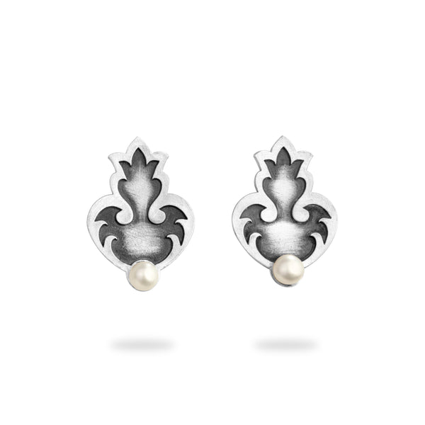 Persian Flower Pearl Earrings