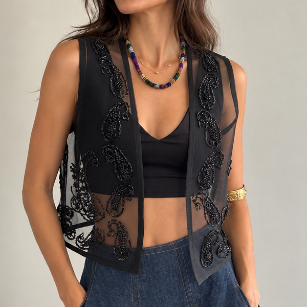 Botte Black Hand Beaded Vest