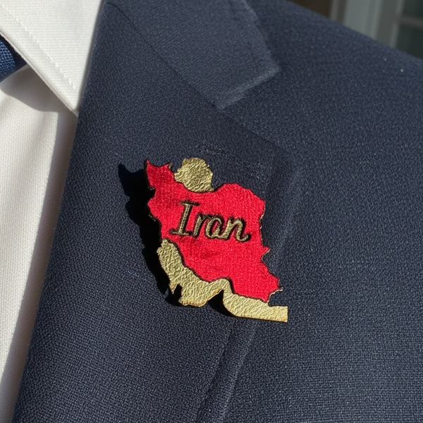 Iran Map English Velvet Pin