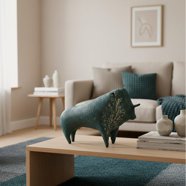 The Silent Forest Bull Papier-Mâché Statue Sculpture