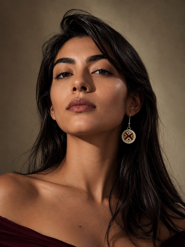 Konj Round Silver Earrings
