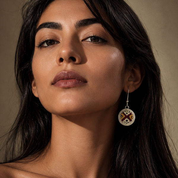 Konj Round Silver Earrings