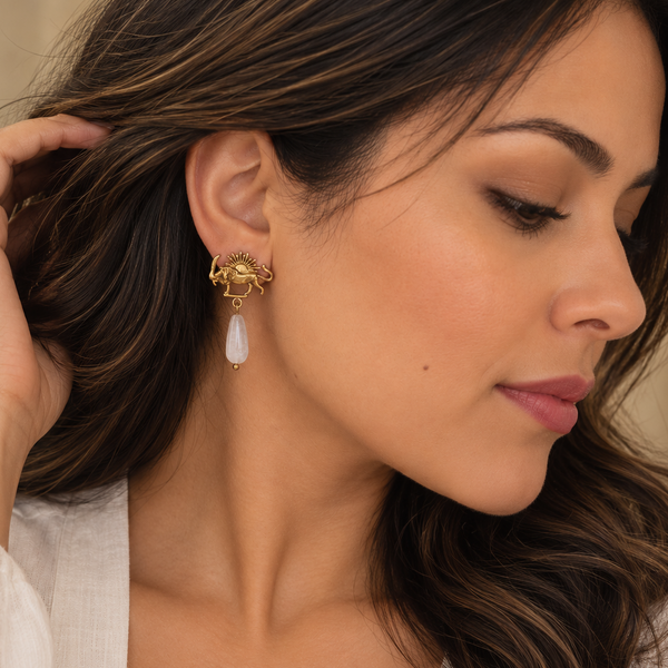 Shirokhorshid Brass Earrings with Stone Drop