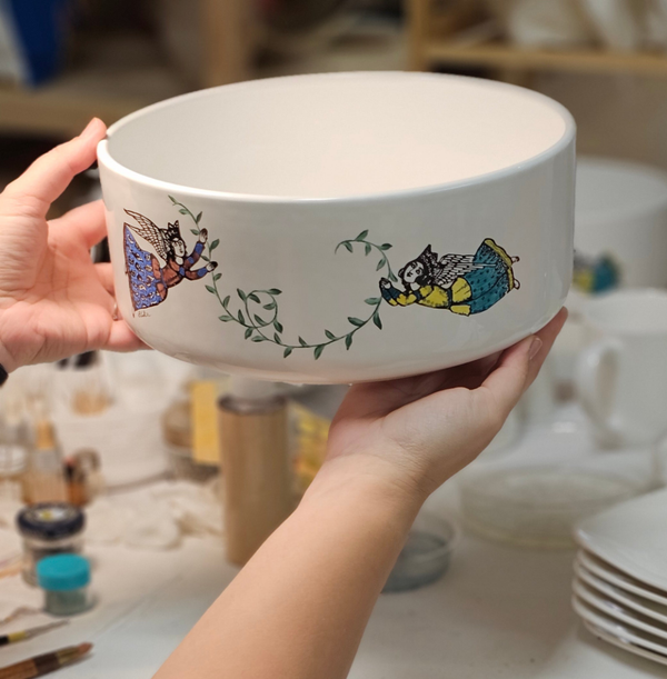 Hand Painted Persian Angel Large Bowl
