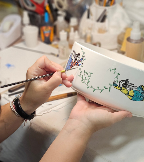 Hand Painted Persian Angel Large Bowl