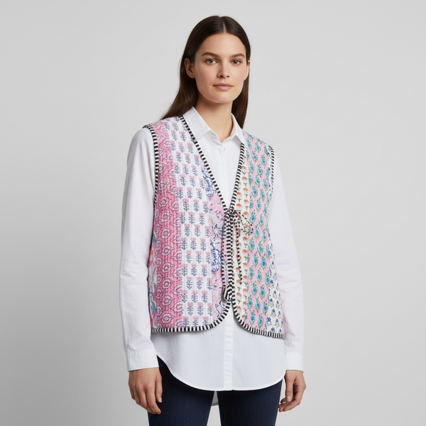 Pink Blossom Quilted Vest