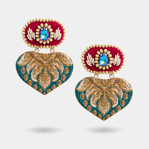 Red & Green Big Hearts Earrings